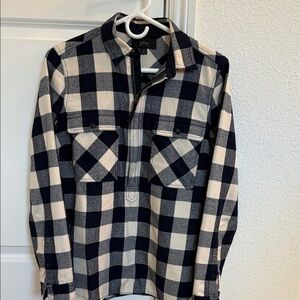 J. Crew Navy and Cream Checkered Shirt